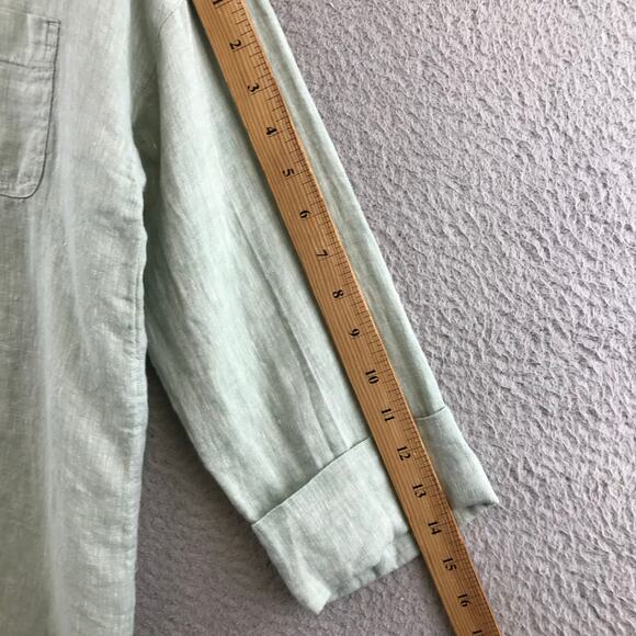 J.Jill Pure Jill Women Lene Blouse Tunic Top Size XS Light Green Button Neck - Picture 7 of 9